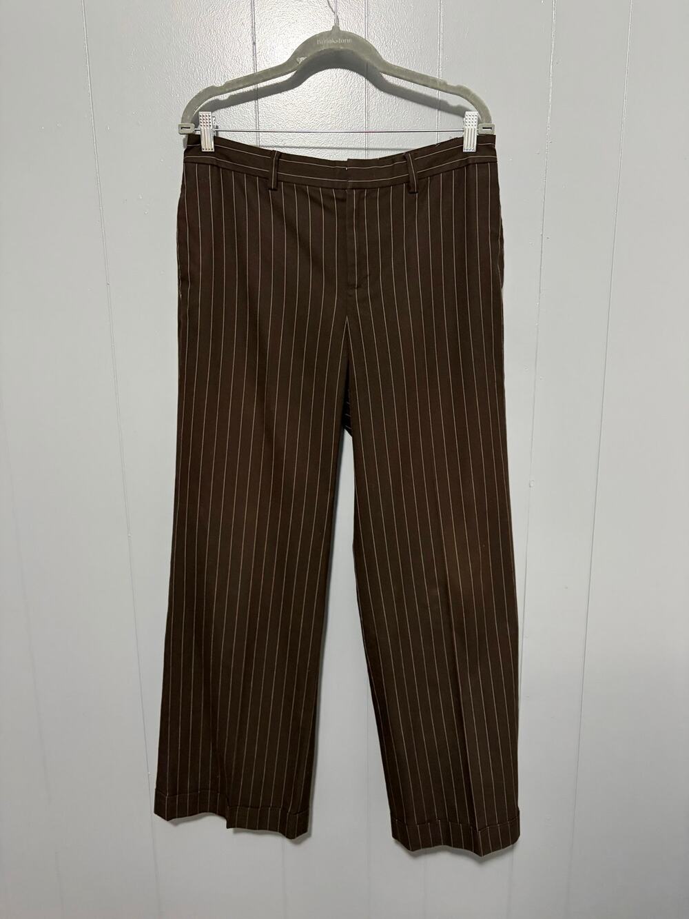 Lauren Ralph Lauren Vintage Y2K 90s Brown Pinstripe Wide Leg Dress Pants 10